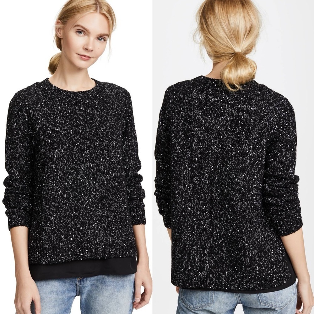 Club Monaco Kaelane Mix Media Black Layering Sweater Size Medium Marled Knit‎ M